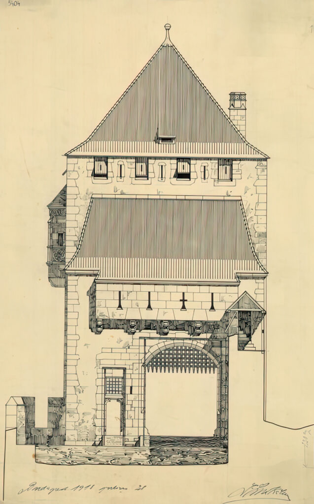 Lux Kálmán: A Budavári Palota Zsigmond-kapujának északi oldala. 1918.06.28.