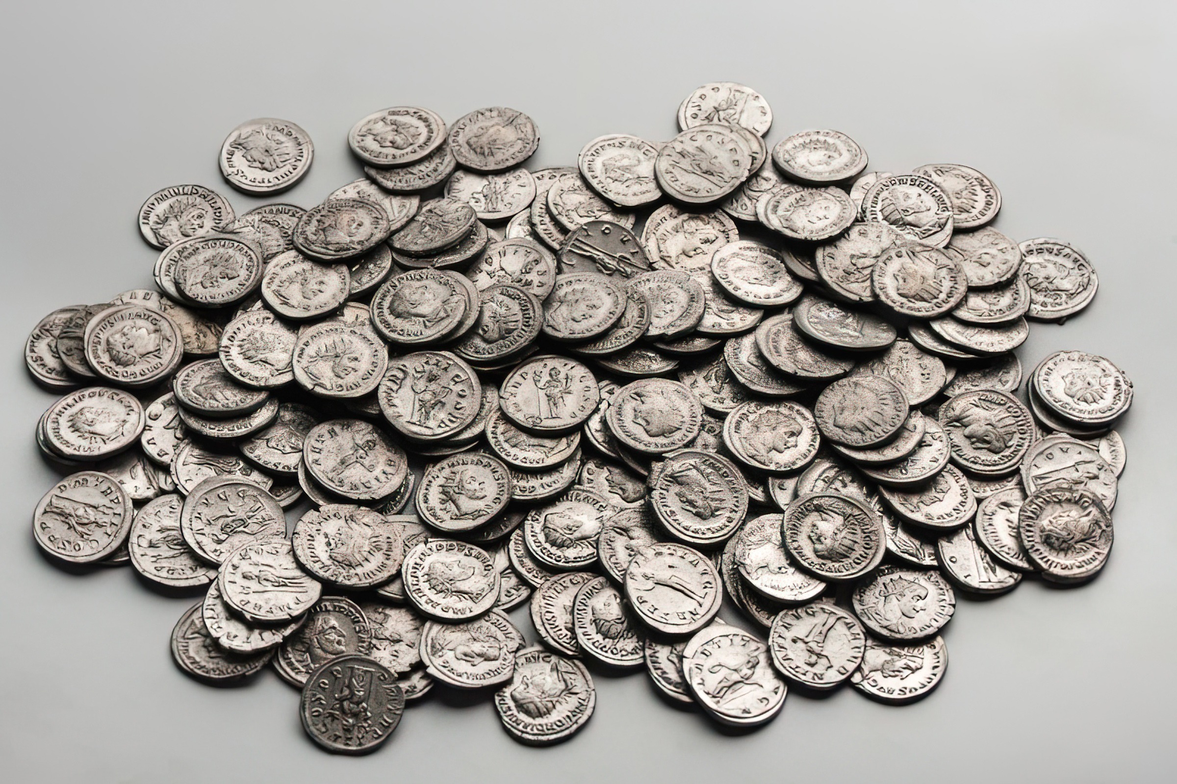 Éremtár – Ezüst éremkincslelet, 3. század, lelőhely: Budaörs-Hosszúrétek, fotó: Komjáthy Zoltán, Aquincumi Múzeum